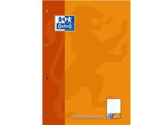 Klausurenblock Oxford 100061261 A4 liniert 50 Blatt 90g Klausur, Pack 5 Stk