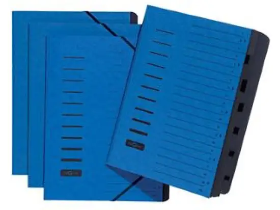 Ordnungsmappe Pagna 24081-02 7-teilig blau mit Eckspanngummi und Griffregister, Pack 5 Stk