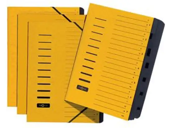 Ordnungsmappe Pagna 24081-05 7-teilig gelb mit Eckspanngummi und Griffregister, Pack 5 Stk