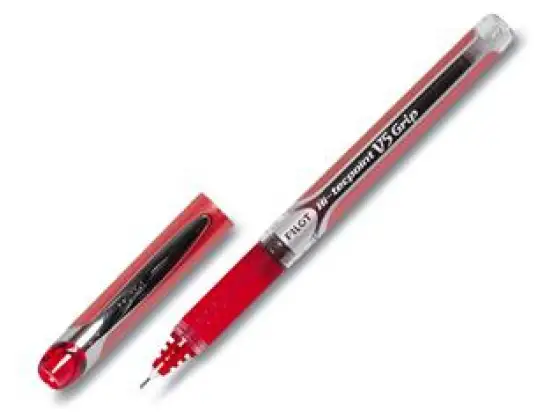 Tintenroller Pilot BXGPN-V5-R 2206002 Hi-Tecpoint V5 Grip 0,3mm, Edelstahlspitze, mit Kappe, rot, Pack 12 Stk