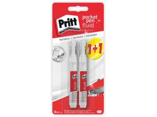 Korrekturstift Pritt PCPB2 Pocket Pen flüssig, schnell trocknend 8ml, Pack 5 x Blister je 2 Stk