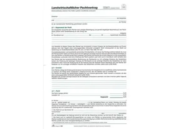 Landwirtschaftlicher Pachtvertrag RNK 555 A4, Pack 10 Stk