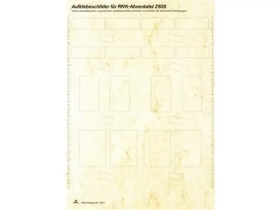 Ahnentafel-Etikettenblatt RNK 2818 für Ahnentafel 2808, Pack 5 Blatt