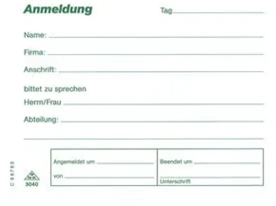 Besucheranmeldeblock RNK 3040 A6 50 Blatt