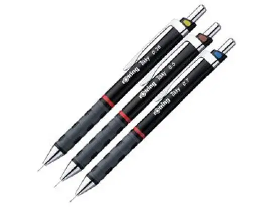 Druckbleistift Rotring S0801310 Tikky Redesign M 0,35/0,5/0,7mm schwarz, Pack 3 Stk