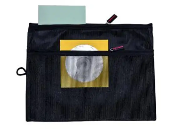 Kleinkrambeutel Rumold 378635 Mesh bag A5 schwarz mit Innenfutter aus Kunststoff