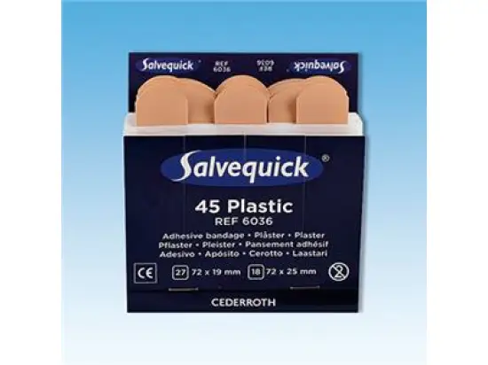 Heftpflaster-Strips Salvequick 6036 Plastik, 2 Größen, wasserfest, Pack 45 Stk