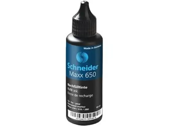 Permanentmarker-Nachfülltusche Schneider 165001 Maxx 650 schwarz, für Maxx 230, Maxx 233, Maxx 280, Pack 6 x Flasche je 50ml