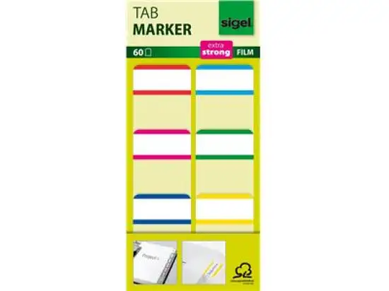 Haftmarker Sigel HN201 25x38mm extra strong 6 Farben sortiert 6 Blöcke á 10 Blatt, Pack 6 Stk