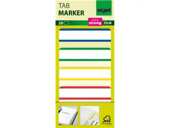Haftmarker Sigel HN202 50x38mm extra strong 4 Farben sortiert 4 Blöcke á 5 Blatt blau, grün, gelb, rot, Pack 6 Stk