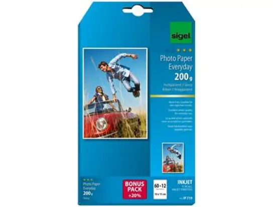 Fotopapier Sigel IP719 10x15cm 200g hochglänzend Everyday-plus-Foto-Papier, Inkjet, Pack 72 Blatt