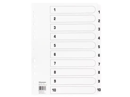 Zahlen-Register Soennecken 121050201 1605 A4 1-10 Mylarkarton weiß