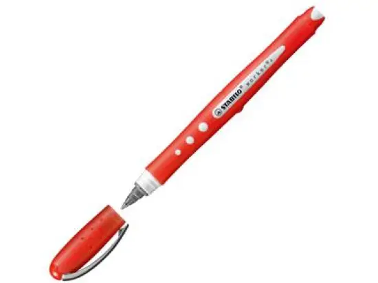 Tintenroller Stabilo 2019/40 worker+ colorful 0,5mm, Neusilber-Spitze, mit Kappe, rot