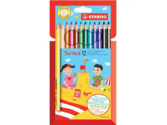 Farbstift Stabilo 203/12-1 Trio dick Kartonetui 12 Stück, farbig sortiert, Pack 6 Stk