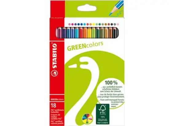 Farbstift Stabilo 6019/2-181 GREENcolors Kartonetui 18 Stück, farbig sortiert