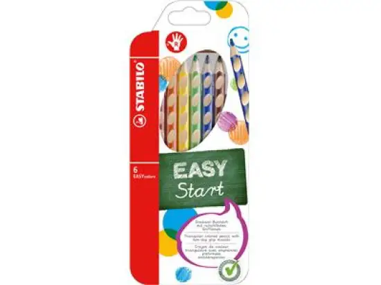 Farbstift Stabilo 332/6 EASYcolors rechts Etui 6 Stück ergonomische Buntstifte, farbig sortiert, Pack 6 Stk