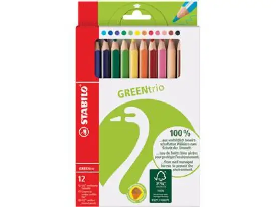 Farbstift Stabilo 6203/12 GREENtrio 12 Stück Kartonetui, farbig sortiert