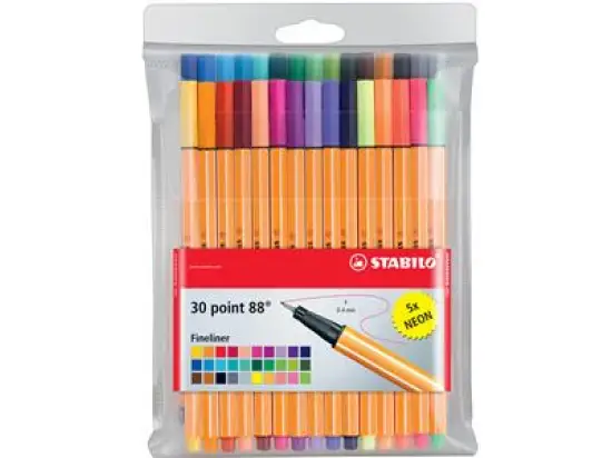 Fineliner Stabilo 8830-1 point 88 30er-Etui 25+5 neon Farben, farbig sortiert