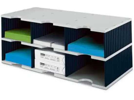 Basis-Einheit Styro 268-0322.98 styrodoc trio 6 Fächer grau/schwarz Stand Grundeinheit 2 Etagen 723x293x331mm