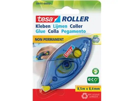 Kleberoller Tesa 59191-00002 Roller ecoLogo ablösbar Einweg 8,4mmx8,5m