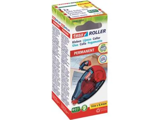 Kleberoller Tesa 59606-00000-02 Roller ecoLogo permanent nachfüllbar 8,4mmx14m, Pack 5 x 2 Stk