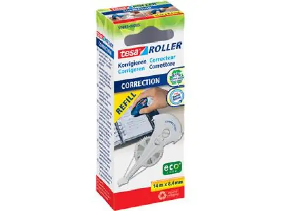 Korrekturroller Tesa 59981-00002 Roller ecoLogo 8,4mm/14m nachfüllbar, Pack 5 Stk