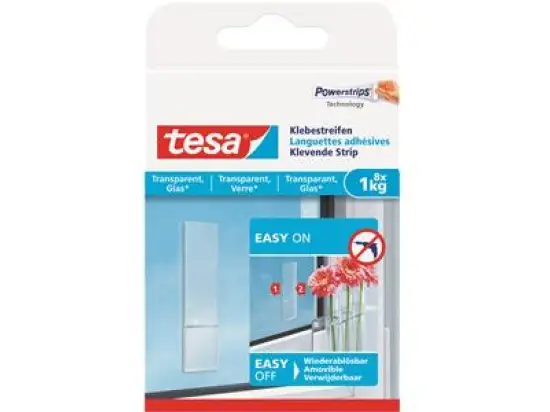 Klebestreifen Tesa 77733-00000-00 Powerstrips bis 1kg transparent, Pack 15 x 8 Stk