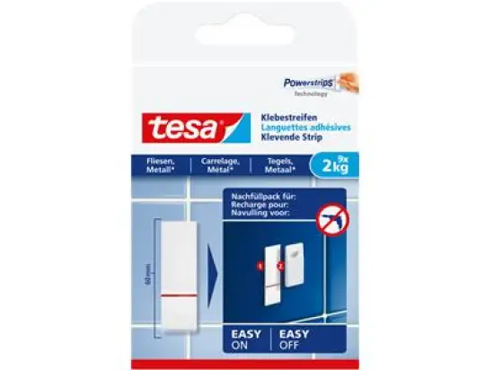 Klebestreifen Tesa 77760-00000-00 Powerstrips bis 2kg weiß, Pack 9 Stk