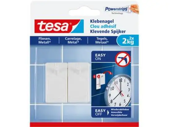Klebenagel Tesa 77762-00000-00 Powerstrips bis 2kg weiß, Pack 2 Stk