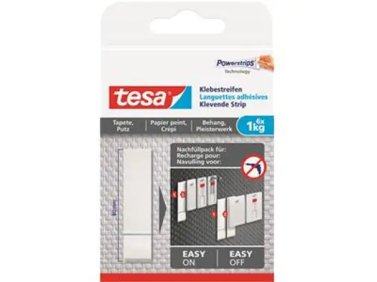Klebestreifen Tesa 77771-00000-00 Powerstrips bis 1kg weiß, Pack 6 Stk