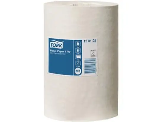 Papierwischtücher Tork 120123 M1 Standard Universal weiß 1-lagig 21,5cm / 120m, Pack 11 Rollen