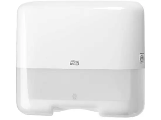 Handtuchspender Tork 553100 Elevation H3 Mini weiß 291x332x135mm, Zickzack und Lagenfalz