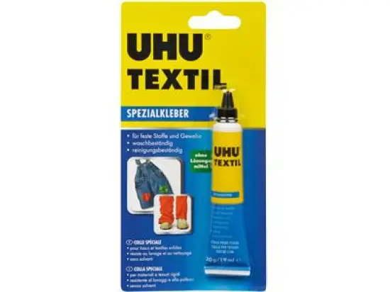 Spezialkleber UHU 48665 Textil, Pack 6 x Blister je Tube 20g