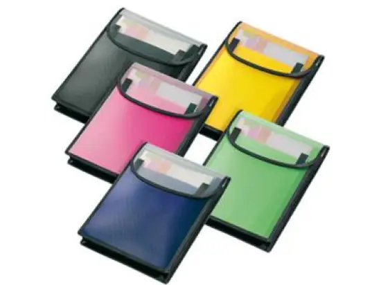 Sammelbox Veloflex 1442400 Velobag A4 hoch mit Klettverschluss farbig sortiert, gelb, rot, grün, blau, pink, schwarz, Pack 12 Stk