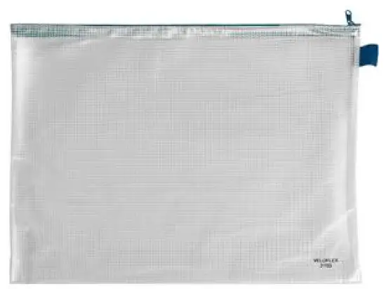 Reißverschlusstasche Veloflex 2703000 A3 445x320mm PVC 350my transparent / Verschluss blau