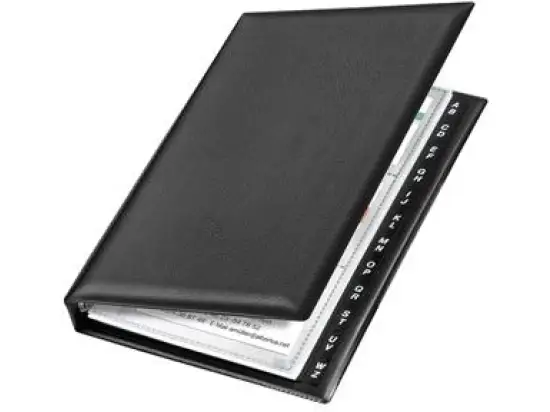 Visitenkarten-Ringbuch Veloflex 4155590 A5, 4 Ringe Ø 16 mm, geschäumte PVC-Folie, O-Ring-Mechanik, Register, schwarz