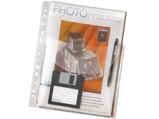 Prospekthüllen Veloflex 4320100 A4 Jumbo 200my PP glasklar 10mm Falte & Klappe, Pack 10 Stk