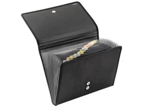 Fächermappe Veloflex 4445880 Office 12-Fächer schwarz Textil 335x245x35mm mit Magnetverschluss