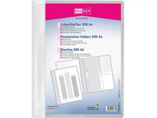 Schnellhefter Veloflex 4741090 Veloform weiß A4 PVC, Pack 10 Stk