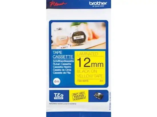 Schriftband-Kassette Brother TZe-631S schwarz auf gelb 12mm /4m laminiert
