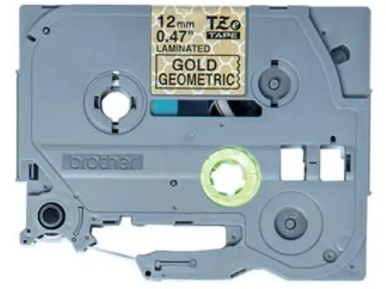Schriftband-Kassette Brother TZe-MPGG31 schwarz auf gold geometrisch 12mm/4m laminiert