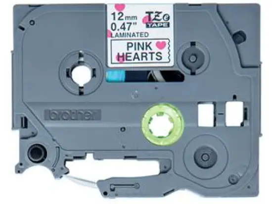 Schriftband-Kassette Brother TZe-MPPH31 schwarz auf rosa Herzen 12mm/4m laminiert