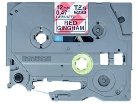 Schriftband-Kassette Brother TZe-MPRG31 schwarz auf rot kariert 12mm/4m laminiert