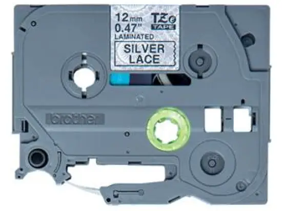 Schriftband-Kassette Brother TZe-MPSL31 schwarz auf silber Spitzen 12mm/4m laminiert