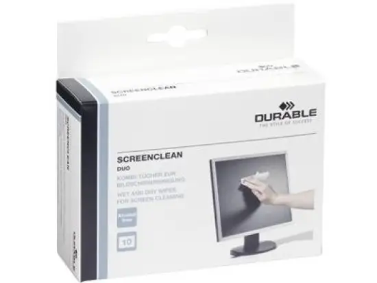 Reinigungstuch Durable 5721-02 572102 Screenclean Duo einzeln verpackt, Pack 10 Stk