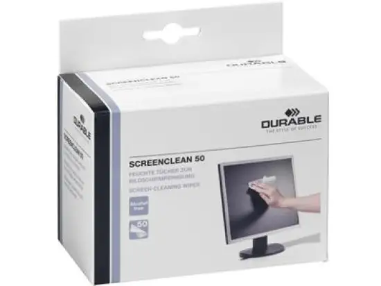Reinigungstuch Durable 5787-02 578702 Screenclean feucht einzeln verpackt, Pack 50 Stk