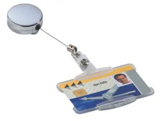 Ausweishalter Durable 8225-23 822523 Jojo Chrome silber aus Metall mit Druckknopf, Pack 10 Stk