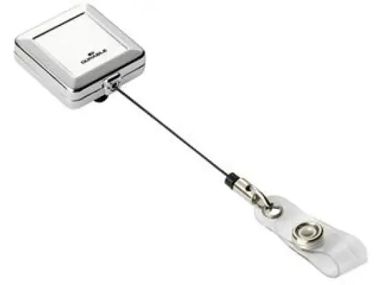 Aufrollmechanismus Durable 8325-23 832523 Jojo Chrome Quadro silber 80cm quadratisch Druckknopfschlaufe, Pack 10 Stk