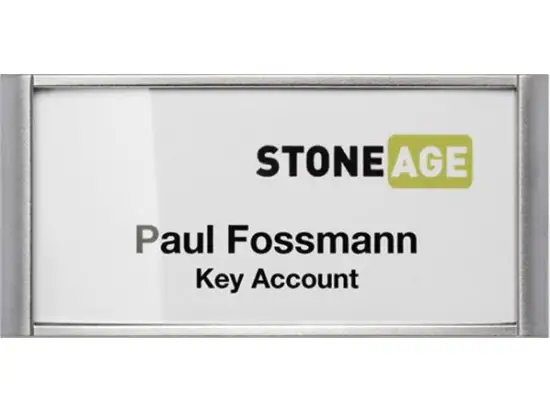 Namensschild Durable 8543-23 854323 Classic 34x74mm mit Kombiklemme silber, Pack 10 Stk