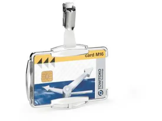 Kartenhalter Durable 8901-23 890123 Rfid Secure Mono 54x87mm mit RFID Schutz für 1 Karte mit Clip, Pack 10 Stk